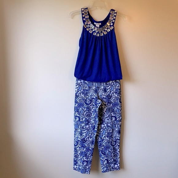 ULTRA PINK Vintage Y2K Royal Blue Bejeweled Halter Sleeveless Tank Top in Large - Picture 2 of 6